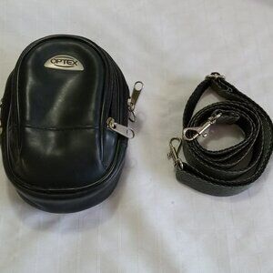 Vintage camera carrying bag with strap and various pockets